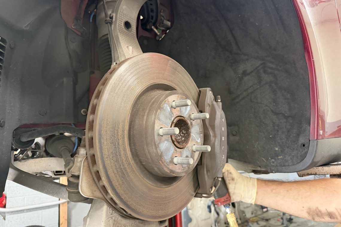 Tesla brake rotor and caliper