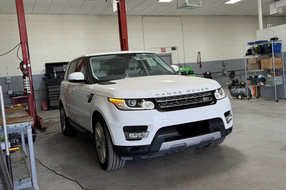 Range Rover front in the shop
